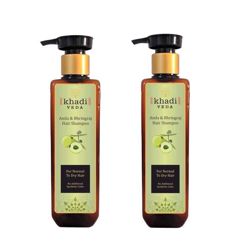 Khadi Veda Shampoo Amla Bhringraj for dry hair 200 ml pack of 2 - Image 1