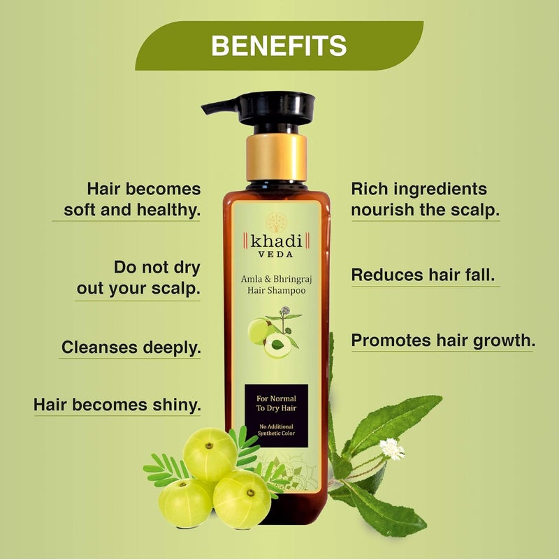 Khadi Veda Shampoo Amla Bhringraj for dry hair 200 ml pack of 2 - Image 3