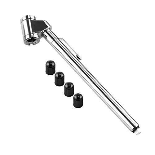 CZC AUTO Pencil Tire Pressure Gauge, Dual Head Trucks Air Gage, Accurate Mechanical Dually Chuck Wheel Service Checker, Stainless Steel Stem for Car RV ATV Motorcycle Bike, 10-120PSI (Silver, 1 Pack) - Image 1