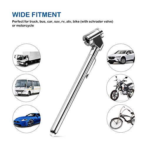 CZC AUTO Pencil Tire Pressure Gauge, Dual Head Trucks Air Gage, Accurate Mechanical Dually Chuck Wheel Service Checker, Stainless Steel Stem for Car RV ATV Motorcycle Bike, 10-120PSI (Silver, 1 Pack) - Image 4