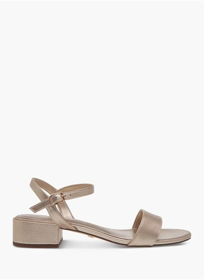 سيليست Women's Textured Sandals with Block Heels and Buckle Closure