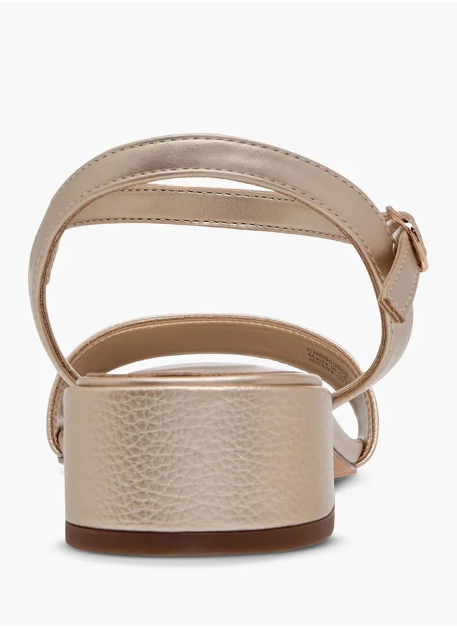 سيليست Women's Textured Sandals with Block Heels and Buckle Closure