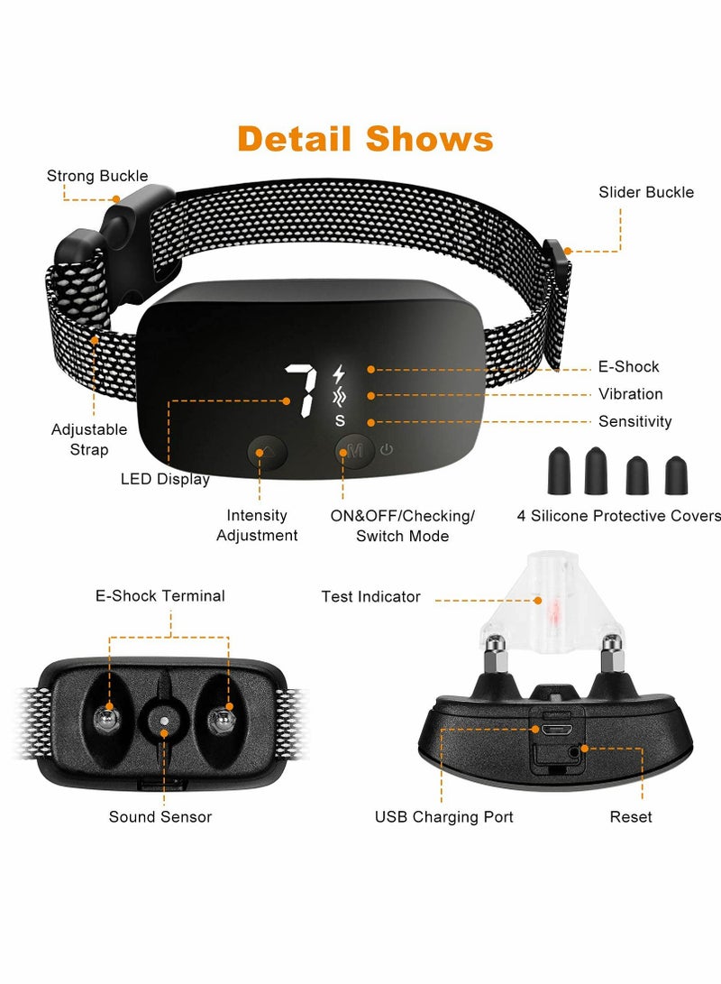 Excefore Rechargeable Anti Barking Training Dog Collar with 7 Adjustable Sensitivity and Intensity Levels Vibration Black - Image 4