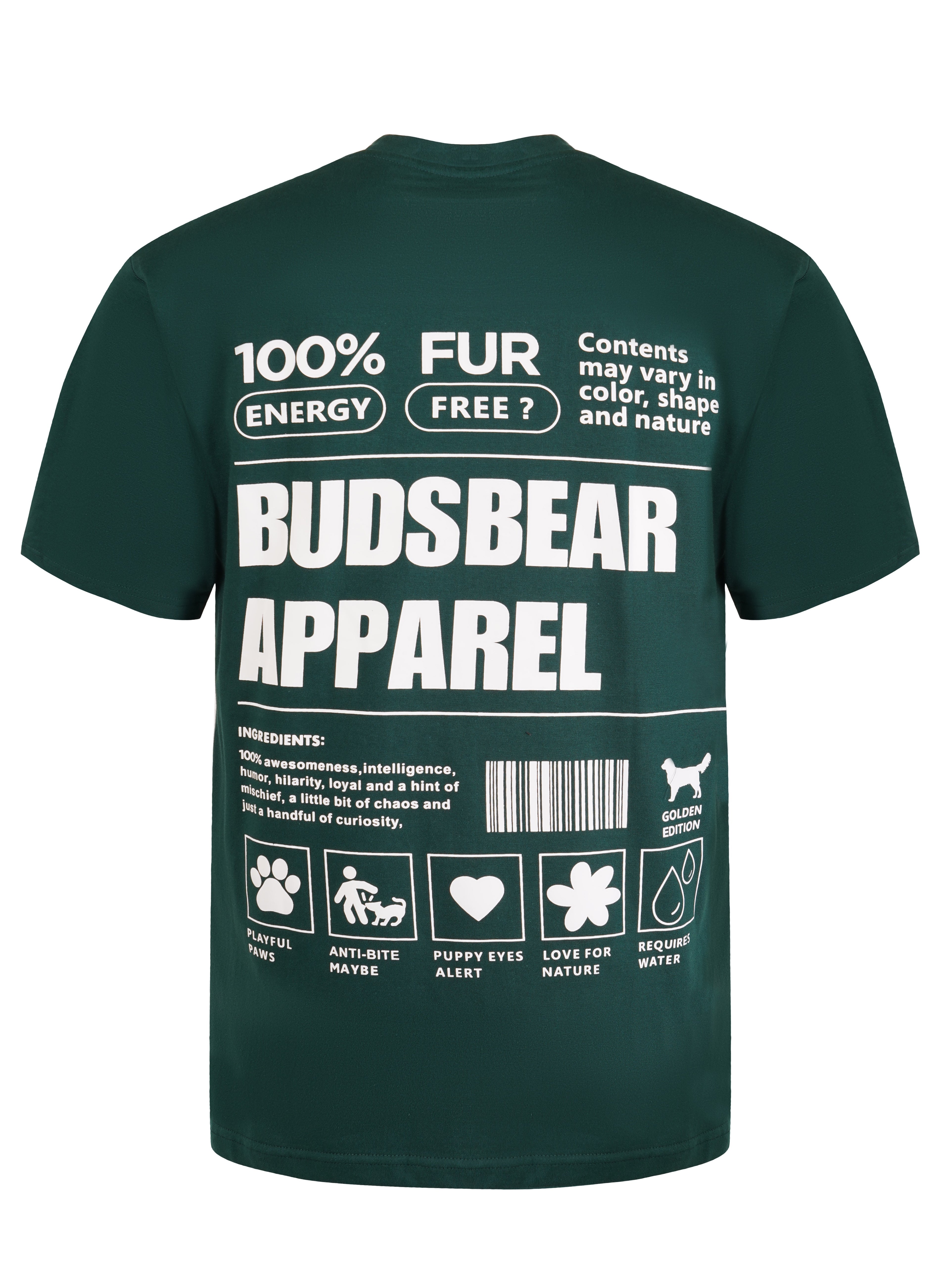 Budsbear Oversized-Fit Cotton T-Shirt with Graphic Printed Golden Retriever Statement 