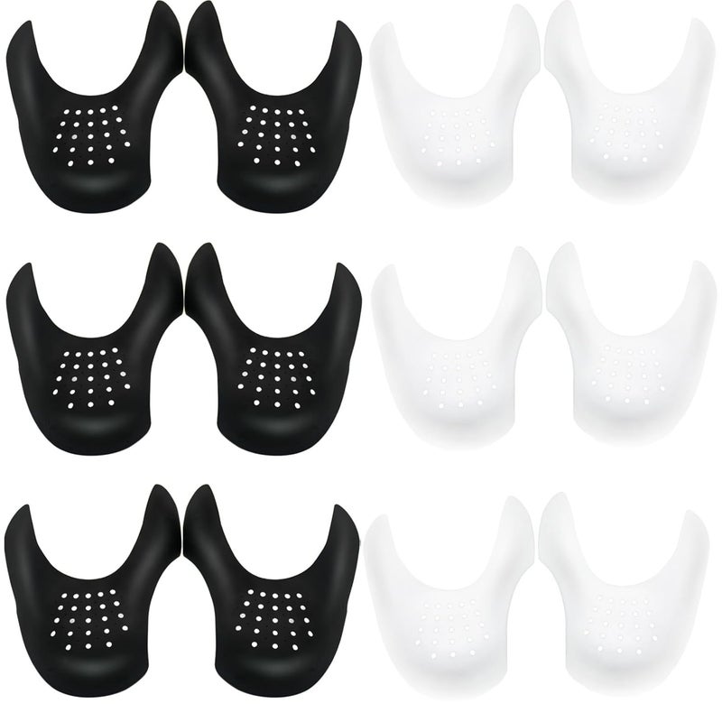 SITANSH Shoe Protectors for Air Force Anti-Wrinkle Shoes Protectors for Men's Soft Material Sneaker Guard Shoes Protector No Creases Shoes for Protection Safety Guard (3 Black & 3 White - 6) - Image 1