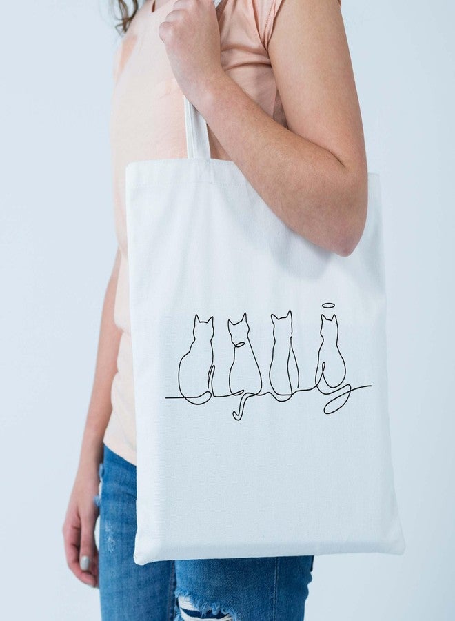 ARTBUG Tote Bag for Women, Aesthetic, Stylish, Ecofriendly, For College Girls, Office, Beach and Outings -Whispers of Cats Printed Canvas D - 289 - Image 2