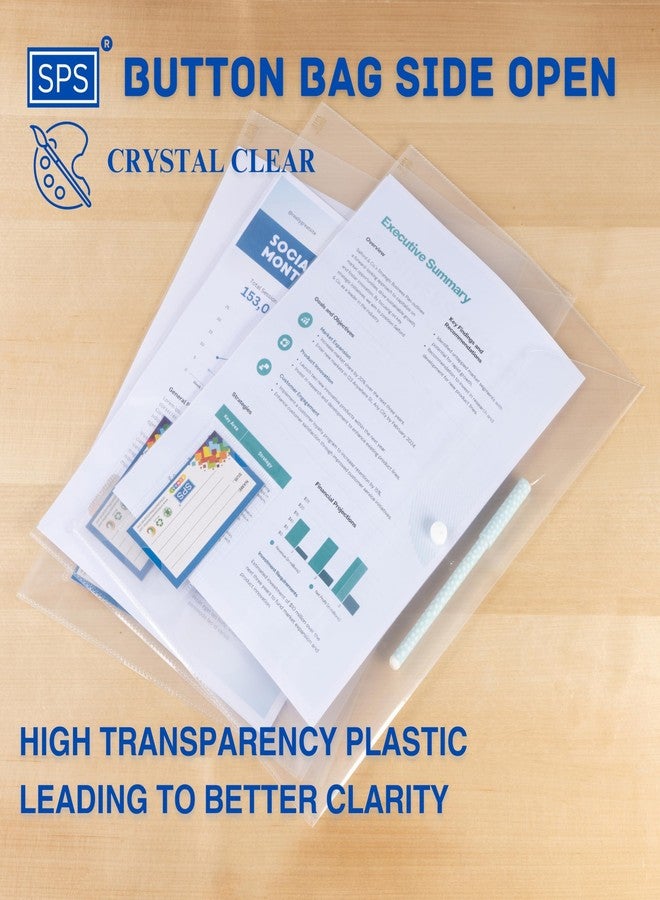 اس بي اس حافظة ملفات SPS، حقيبة تخزين ملفات مستندات A4/Foolscap شفافة من البولي بلاستيك مع زر كبس، مجموعة من 10 قطع/حافظة ملفات شهادات (عبوة من 10 قطع) - Image 2