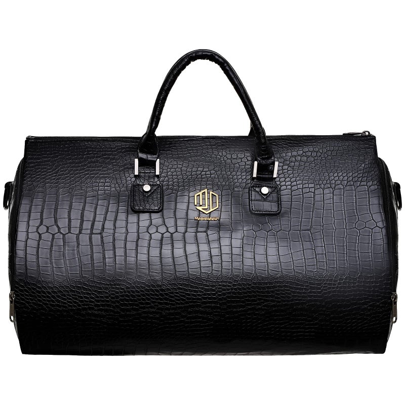Modoker Modoker Convertible Leather Garment Bag, Carry on Garment Bags for Travel Waterproof Garment Duffel Bag Gifts for Men Women Business - 2 in 1 Hanging Suitcase Suit Travel Bags, Charcoal Black - Image 1