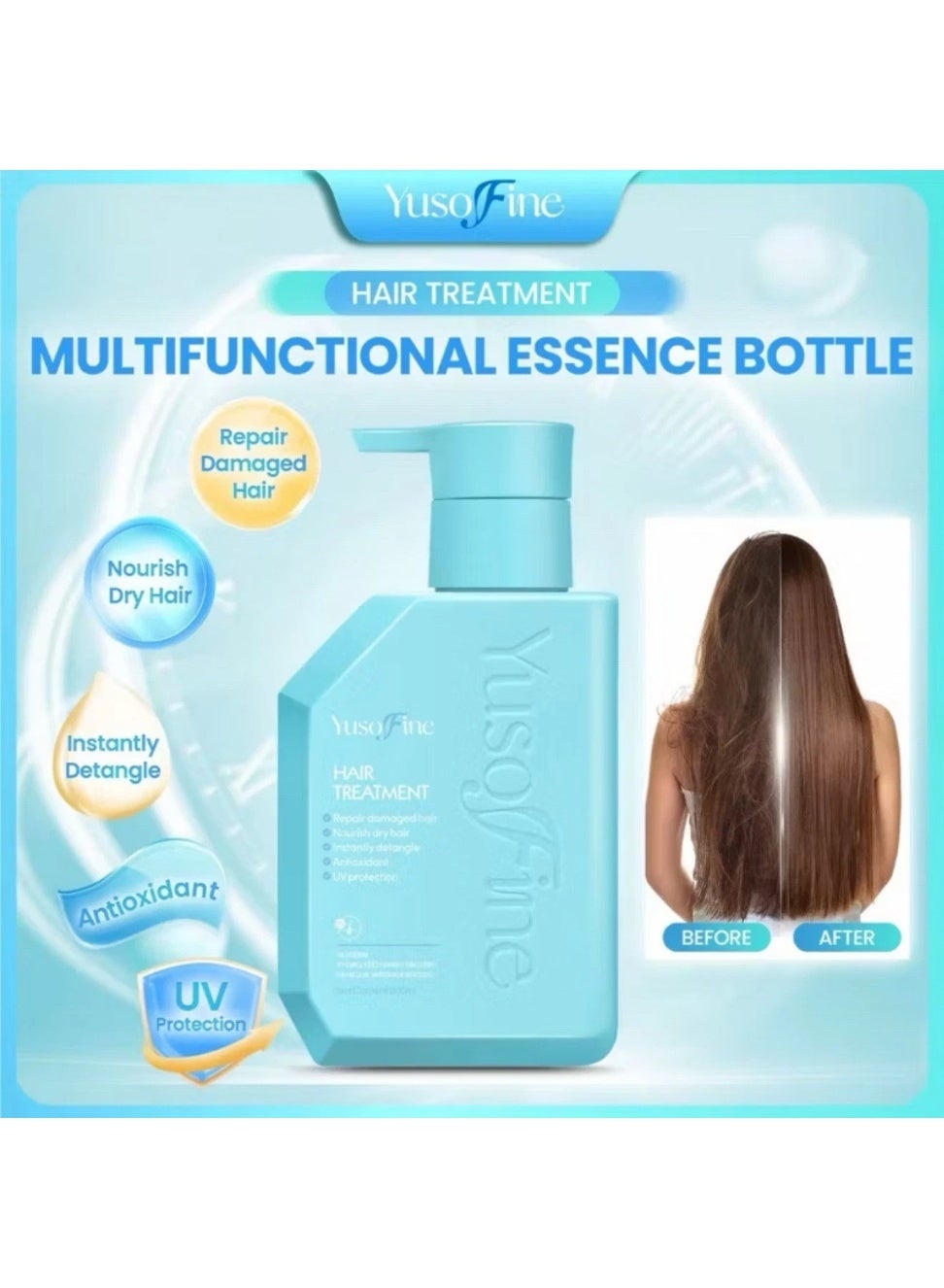 YusoFine Instant Detangling Hair Treatment for Soft, Manageable Hair Say goodbye to tangles and rough texture. This multifunctional hair essence instantly smooths hair fibers, improves combability, lo