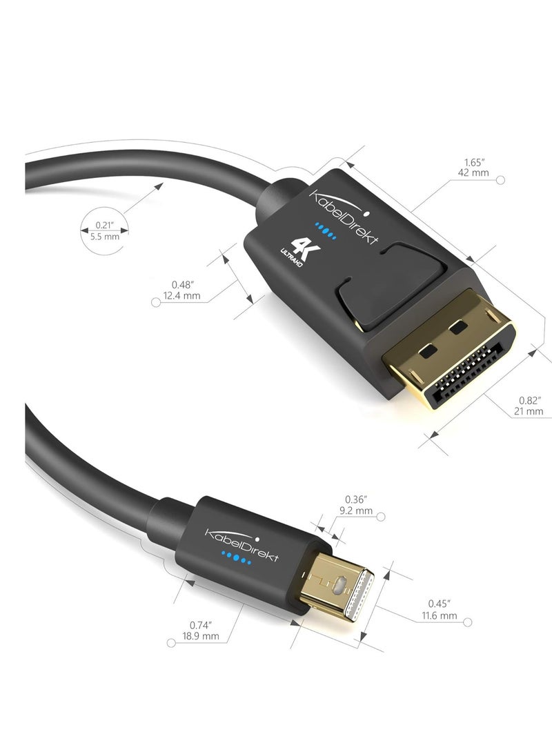 Generic - Thunderbolt Mini DisplayPort to 1L Ultra HD 4K 60Hz DisplayPort 1.2 Cable for PC Mac with Locking DP Connector Black by CalbelDirect - Image 1