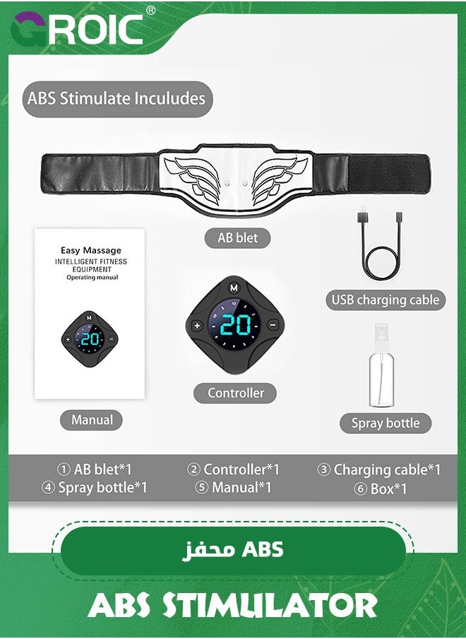 GROIC ABS Stimulator, USB Rechargeable Portable Fitness Workout Equipment Without Gel Pads for Arm, Leg, Home Office, ABS Training Workout Belt,Portable Fitness Apparatus  - Image 2