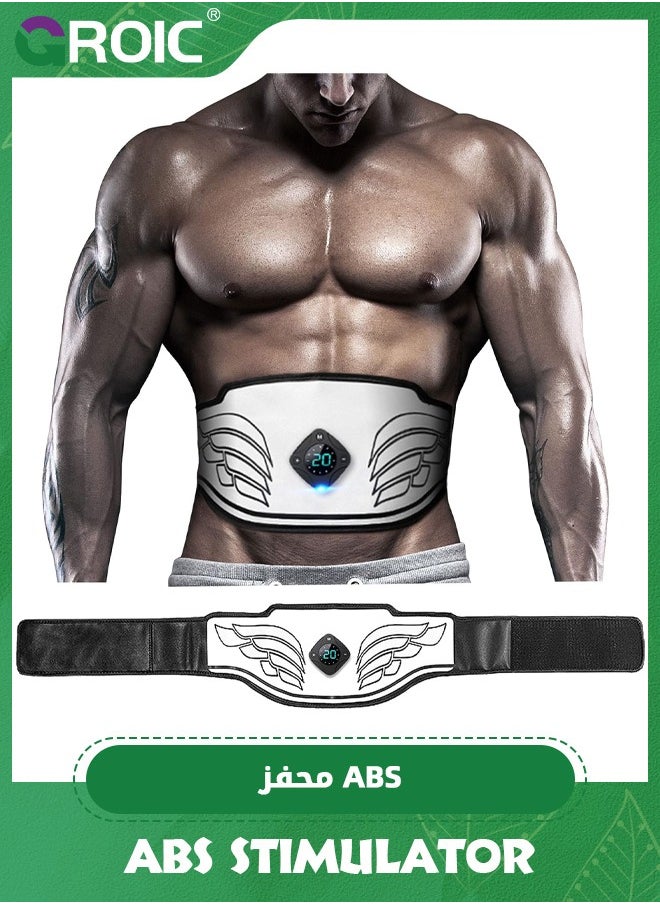 GROIC ABS Stimulator, USB Rechargeable Portable Fitness Workout Equipment Without Gel Pads for Arm, Leg, Home Office, ABS Training Workout Belt,Portable Fitness Apparatus  - Image 1