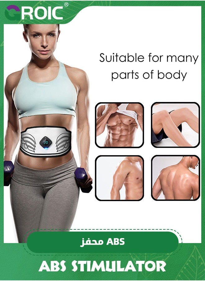 GROIC ABS Stimulator, USB Rechargeable Portable Fitness Workout Equipment Without Gel Pads for Arm, Leg, Home Office, ABS Training Workout Belt,Portable Fitness Apparatus  - Image 3