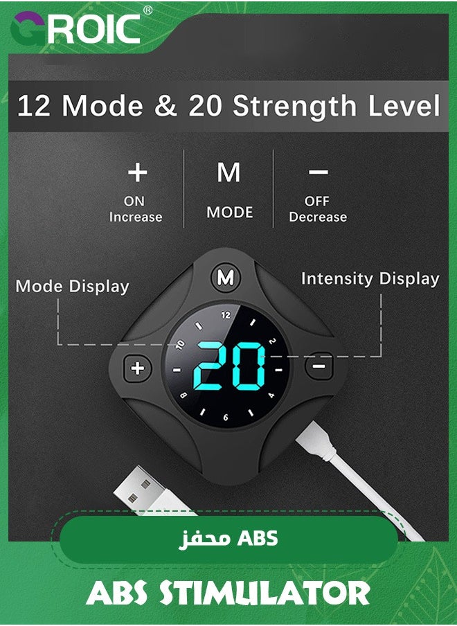 GROIC ABS Stimulator, USB Rechargeable Portable Fitness Workout Equipment Without Gel Pads for Arm, Leg, Home Office, ABS Training Workout Belt,Portable Fitness Apparatus  - Image 4