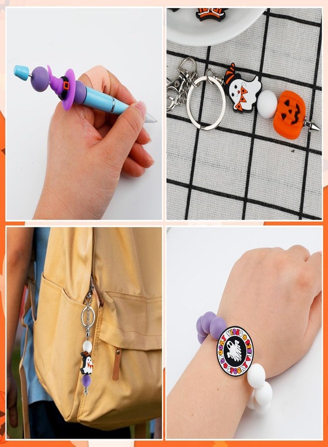 ROLYTA 12 Pcs Halloween Theme Silicone Focal Beads for Pens, 12 Styles Halloween Pumpkin Pen Charms, Cute Silicone Charms for Gift Making, Keychain DIY, Bracelet Necklace Jewelry Supplies - Image 5