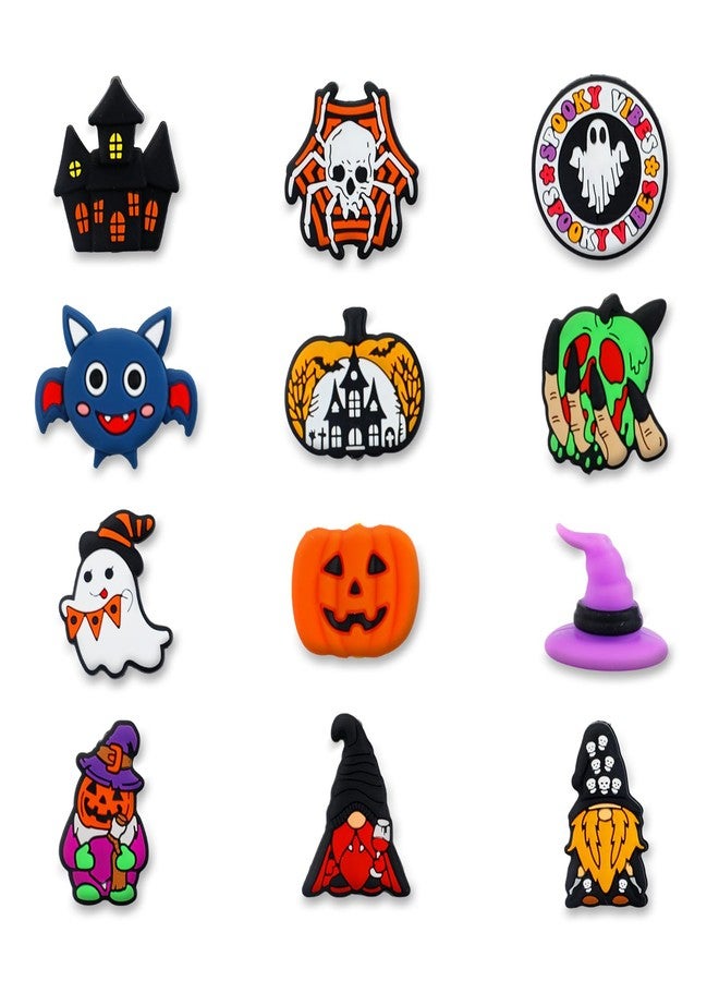 ROLYTA 12 Pcs Halloween Theme Silicone Focal Beads for Pens, 12 Styles Halloween Pumpkin Pen Charms, Cute Silicone Charms for Gift Making, Keychain DIY, Bracelet Necklace Jewelry Supplies - Image 1