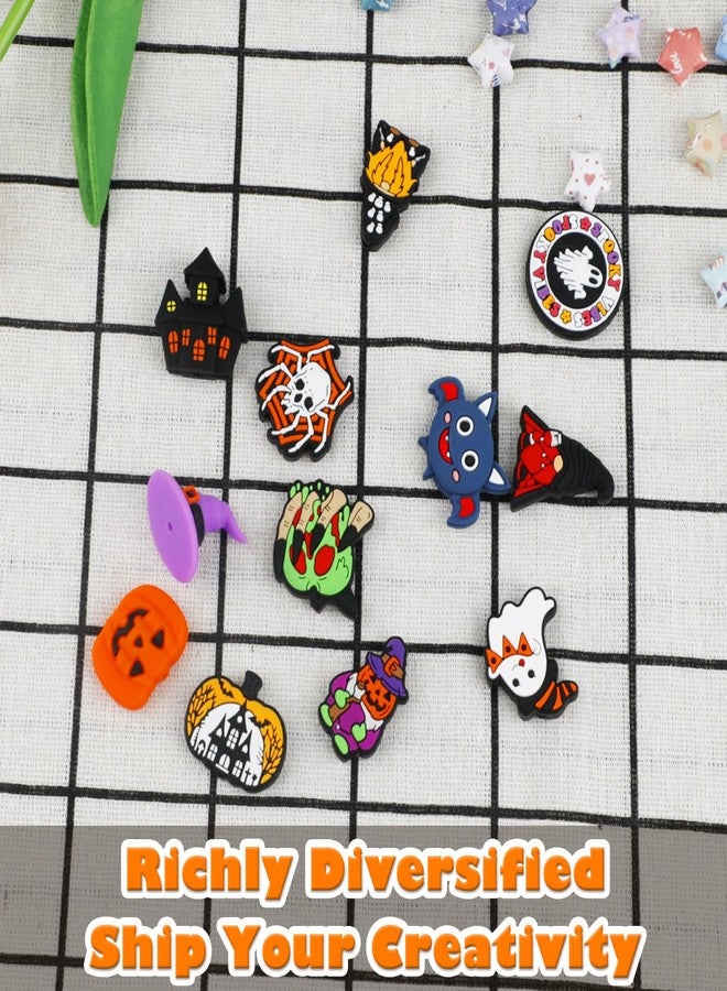 ROLYTA 12 Pcs Halloween Theme Silicone Focal Beads for Pens, 12 Styles Halloween Pumpkin Pen Charms, Cute Silicone Charms for Gift Making, Keychain DIY, Bracelet Necklace Jewelry Supplies - Image 4
