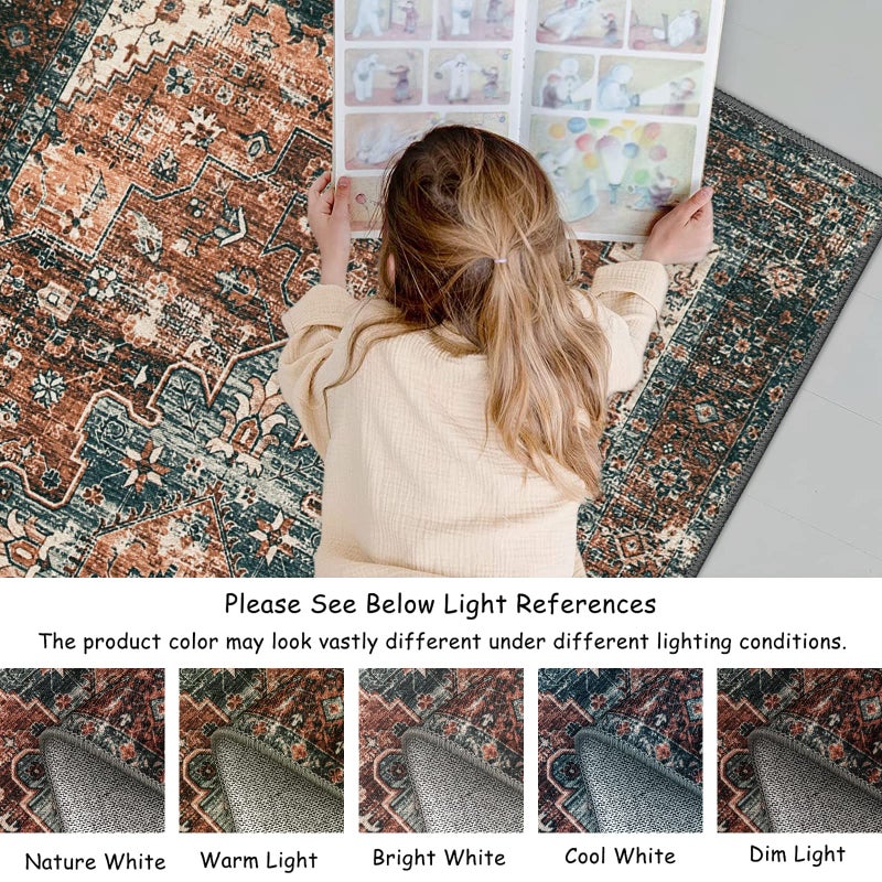 Moynesa Washable Rug Runners for Hallways, Boho 2'6"x8' Runner Rug Non-Slip Ultra-Thin, Long Vintage Oriental Medallion Carpet Runner for Laundry Bedroom Kitchen Bathroom - Image 5