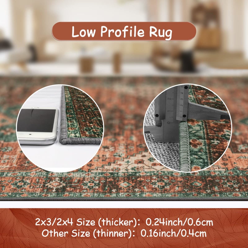 Moynesa Washable Rug Runners for Hallways, Boho 2'6"x8' Runner Rug Non-Slip Ultra-Thin, Long Vintage Oriental Medallion Carpet Runner for Laundry Bedroom Kitchen Bathroom - Image 4