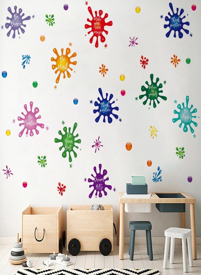 BTPIEL Colorful Inspirational Quotes Wall Decals, Ink Splatter Splotches Wall Decor, Watercolor Paint Wall Stickers, Positive Affirmations Wallpaper for Kids Classroom Playroom School Nursery Bedroom - Image 1