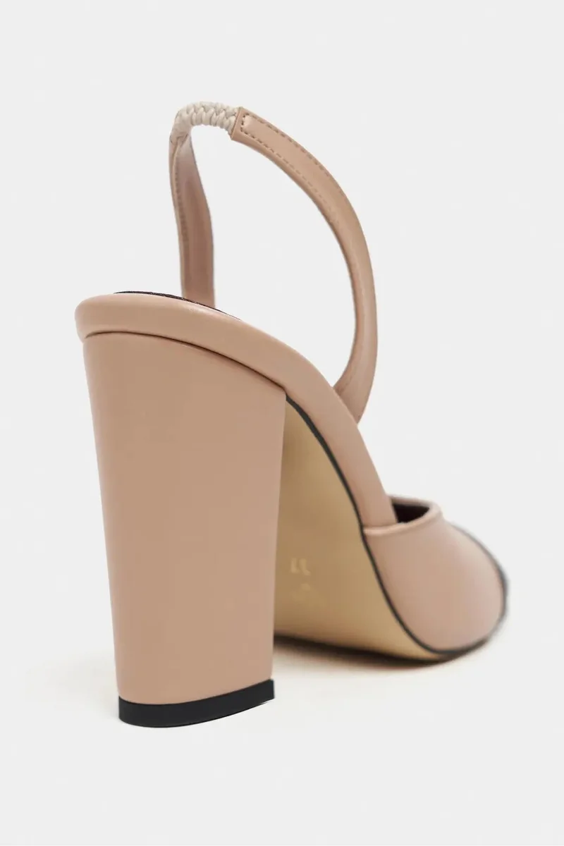 Nisantasi Shoes  Solea Matte Patent Toe Detail Back Elasticated Block Heel Shoe for Women | Best Price UAE