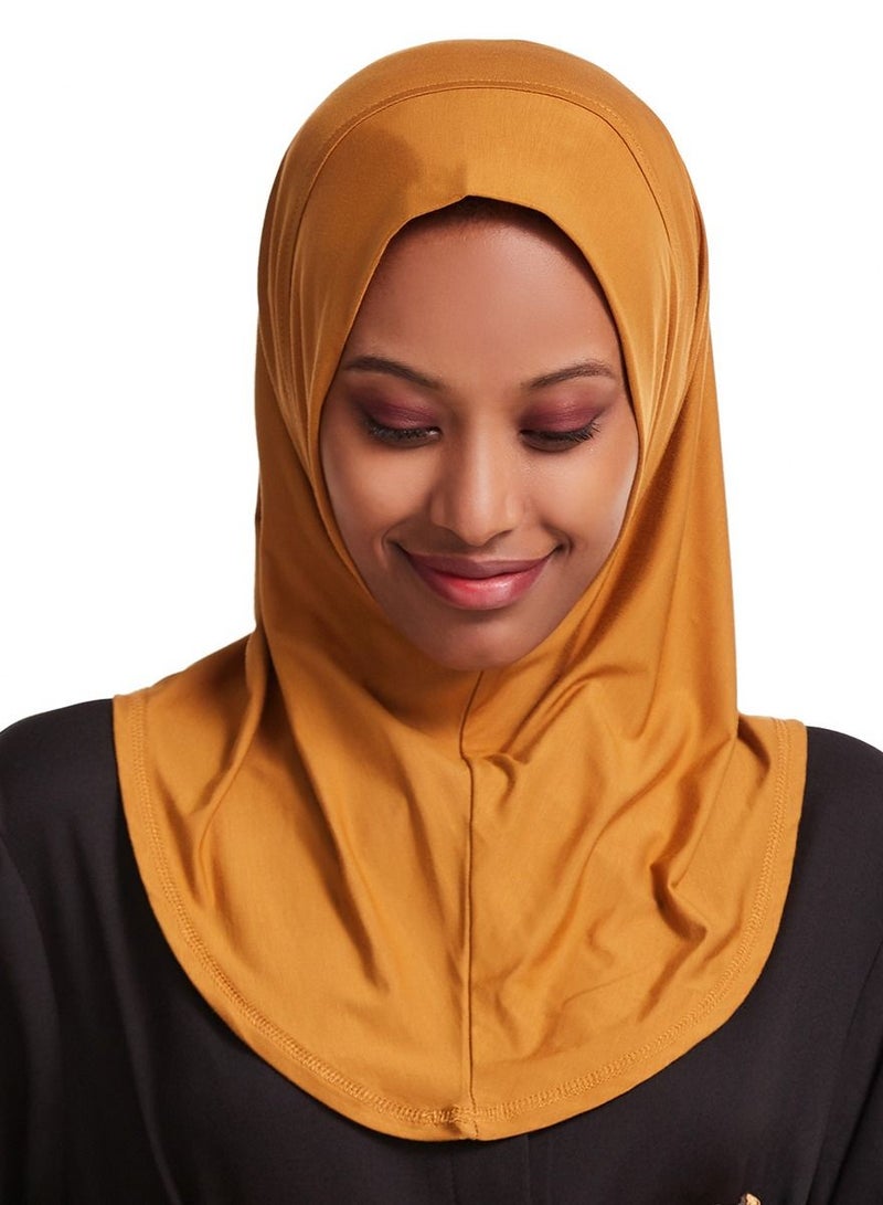 Loquat Women's Modal Stretch Long Scarf Solid Color Hijab Inner Cap Camel  - Image 1