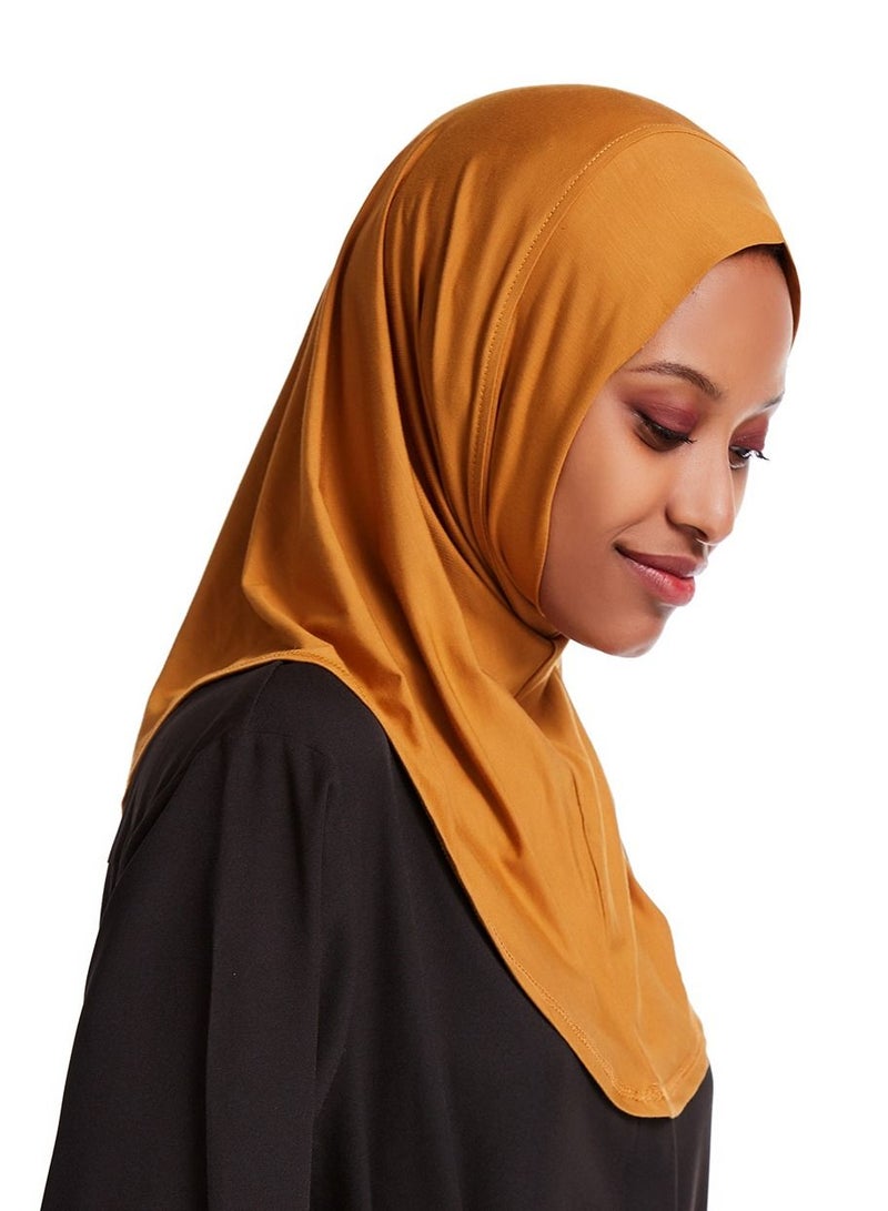 Loquat Women's Modal Stretch Long Scarf Solid Color Hijab Inner Cap Camel  - Image 2