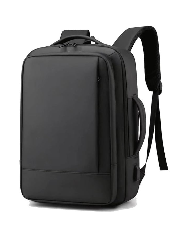 Miya Business Laptop Bag, Waterproof Backpack with USB Charging for 15.6 Inch Notebook, Laptop Bag with 30% Capacity Expansion (Black)  - Image 1