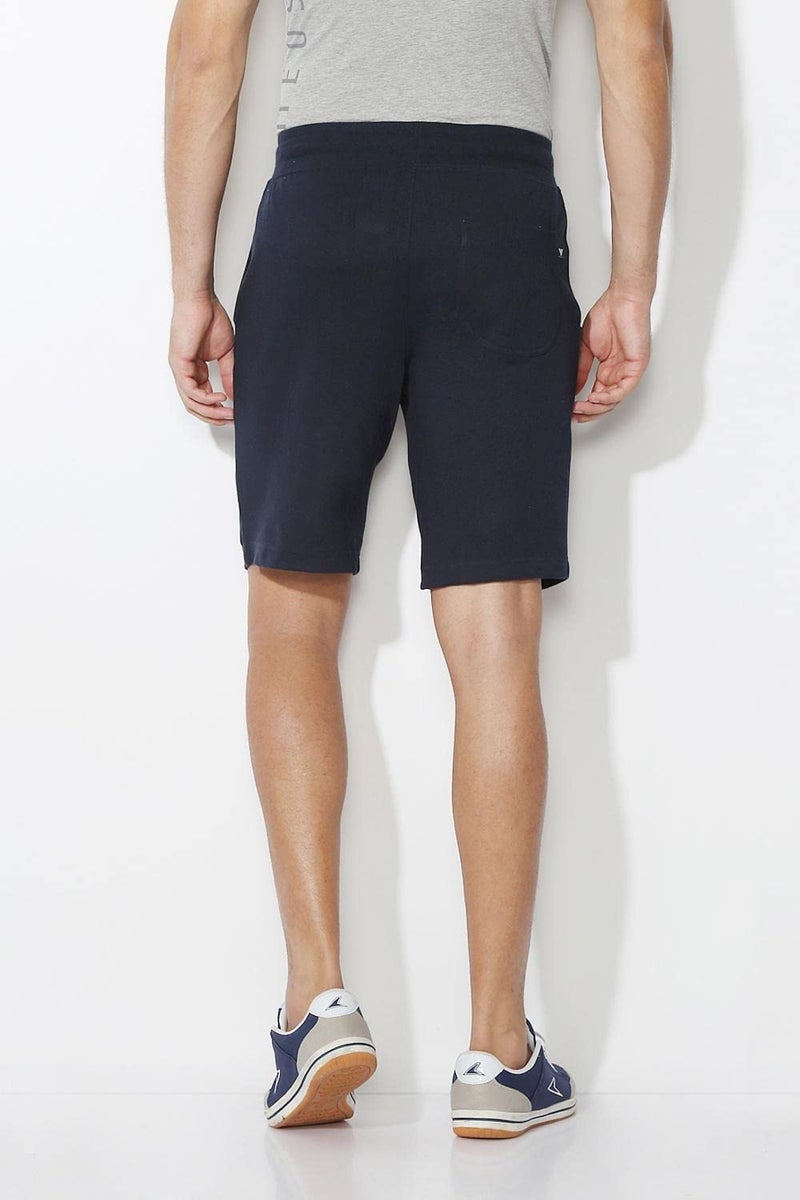 Van Heusen Athleisure Men Knit Shorts - Cotton Rich - Smart Tech, Easy Stain Release, Anti Stat, Ultra Soft, Quick Dry_50001_Navy_S - Image 2