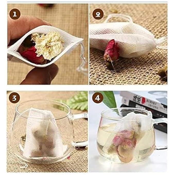 Khazna 400 Pcs Cotton Muslin Drawstring Bags Food Grade Reusable Cotton Mesh Bags Bags For Cooking Tea Coffee Filter Store Spices 354 X 275 Inch - Image 3