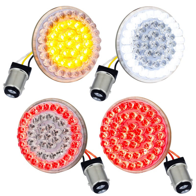 Eagle Lights 2 Inch Front and Rear LED Turn Signal Kit for Harley Davidson Motorcycles Front 1157 and Rear 1157 Base