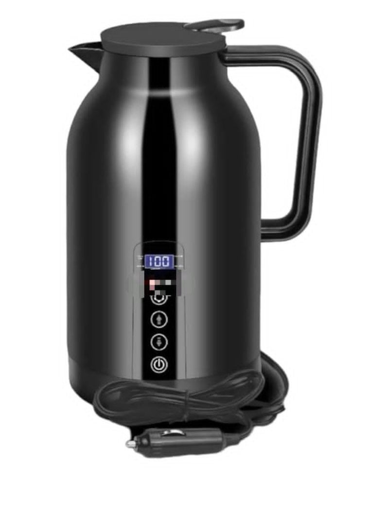 1300ml travel kettle with 12V/24V DC plug, black - Image 1