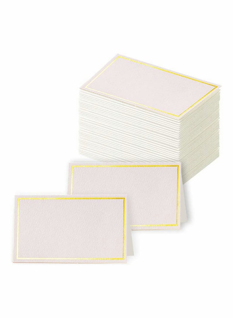 Premium Place Cards with Gold Foil Border, 100 Pcs Small Table Tent Cards, Escort Blank Fillable Banquet Seat Name Card Placecard for Wedding, Table, Dinner Parties, 2 x 3.5 Inches - Image 1