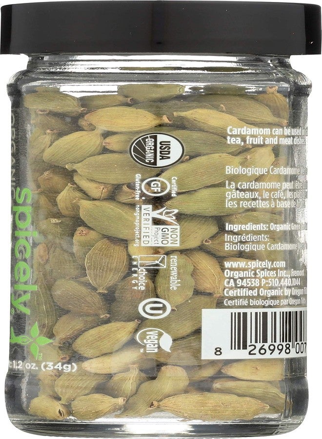 Spicely Organics Cardamom Pods Green Whole 1.20 Ounce Jar Certified Gluten Free - Image 3
