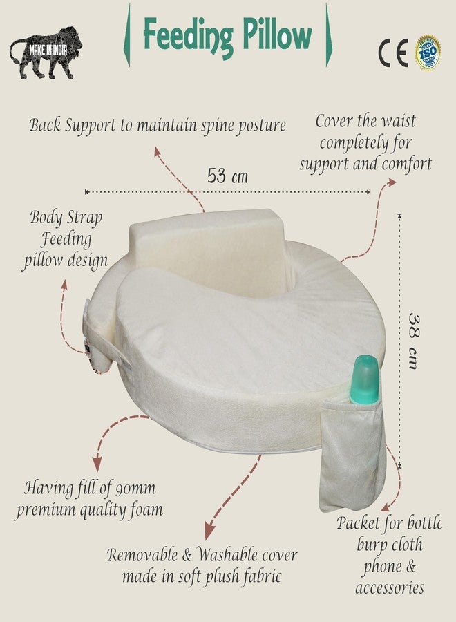 Gordon Nursing Pillow for Breastfeeding, Nursing and Posture Support with Pocket and Removable Slipcover Made in Eco Friendly Soft Fabric (White) - Image 3