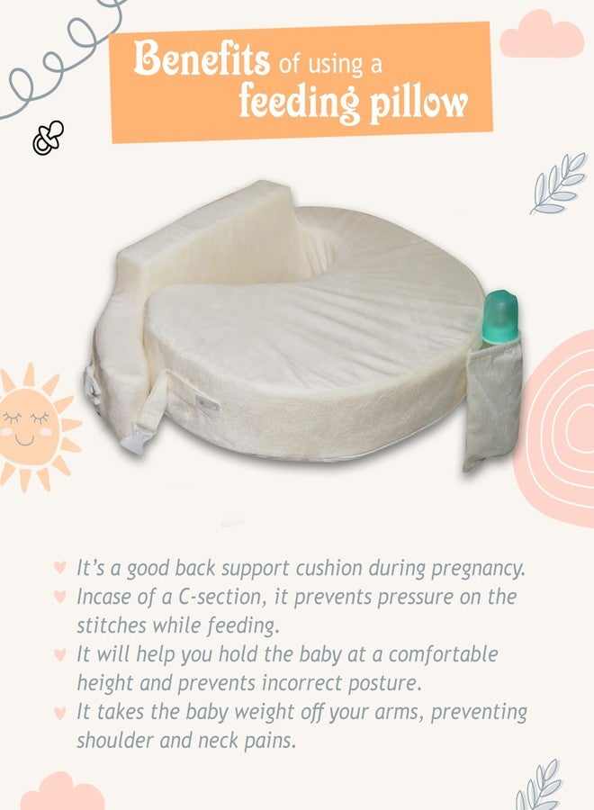 Gordon Nursing Pillow for Breastfeeding, Nursing and Posture Support with Pocket and Removable Slipcover Made in Eco Friendly Soft Fabric (White) - Image 4