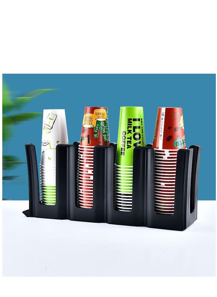 Golden Paper Cup and Lid Holder with Straw Organizer, Disposable Coffee Cup Dispenser for Countertop Coffee Station Bar Restaurant Breakroom（Black） - Image 1