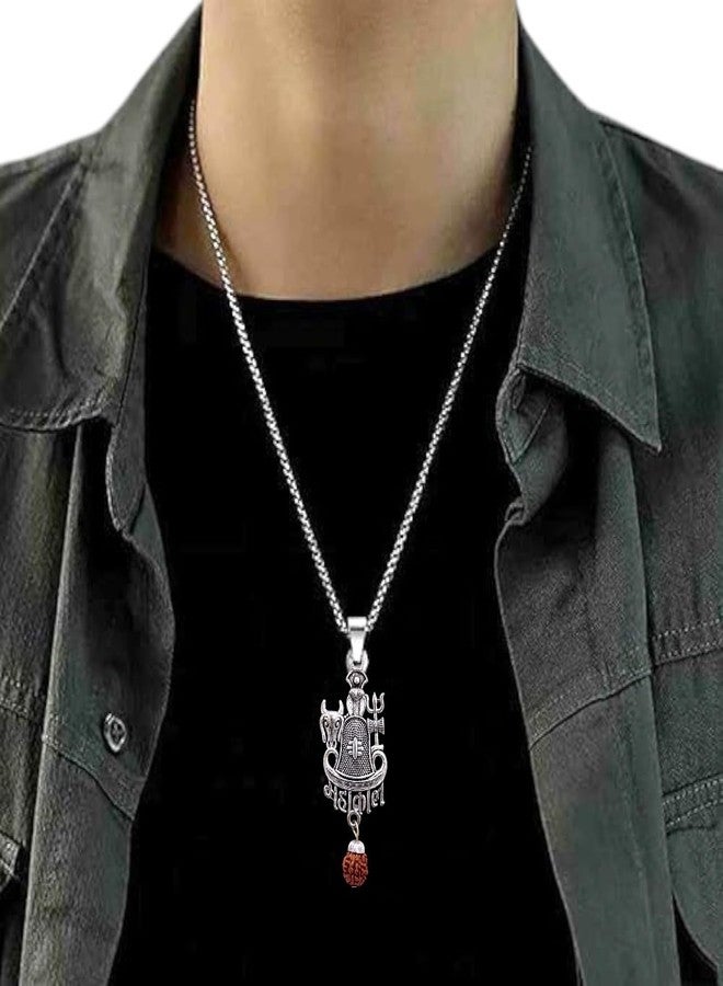 Elleva Lord Shiva Pendant Locket for Men & Women Stylish Spiritual Necklace set | Mahadev Mahakal Locket with Rudraksha Shivling for Good Health & Wealth (Pack of 1) - Image 3