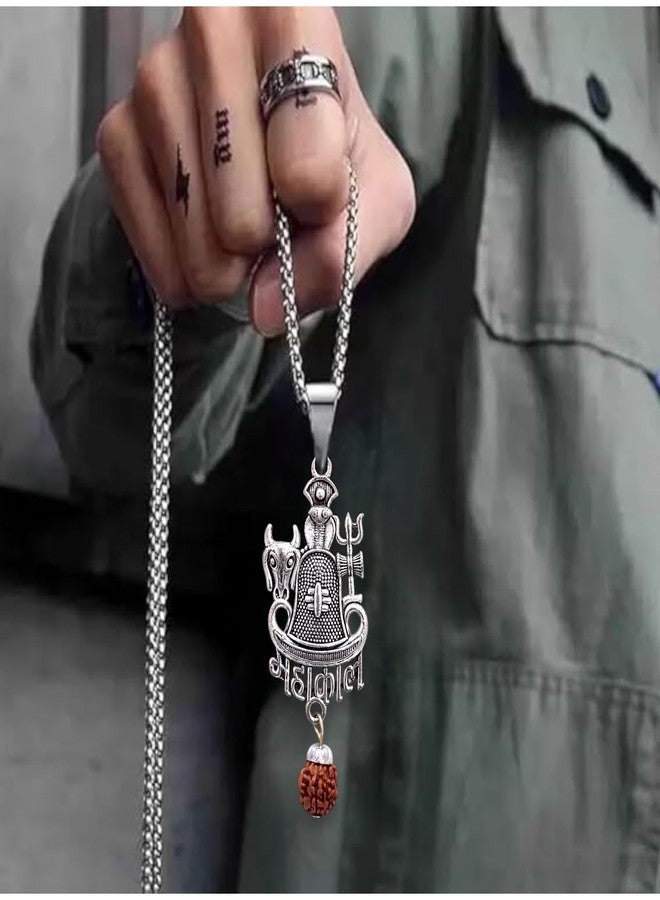 Elleva Lord Shiva Pendant Locket for Men & Women Stylish Spiritual Necklace set | Mahadev Mahakal Locket with Rudraksha Shivling for Good Health & Wealth (Pack of 1) - Image 5