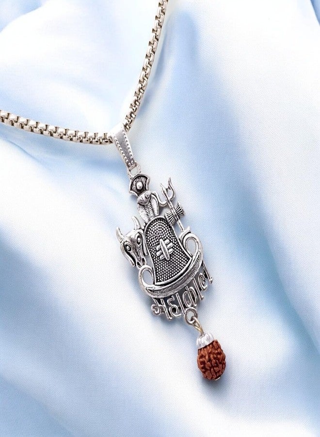 Elleva Lord Shiva Pendant Locket for Men & Women Stylish Spiritual Necklace set | Mahadev Mahakal Locket with Rudraksha Shivling for Good Health & Wealth (Pack of 1) - Image 2