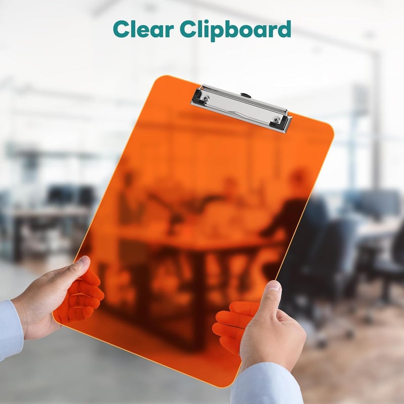 A4 Plastic Clipboard, 8.5 x 11 Orange Colored Clip Boards with Low Profile Clip, Letter Size for Classroom, Teacher, Students, School & Office Supplies - Image 5