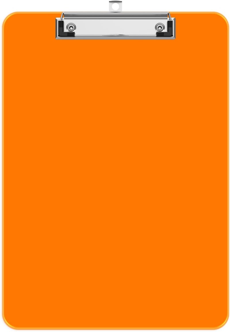A4 Plastic Clipboard, 8.5 x 11 Orange Colored Clip Boards with Low Profile Clip, Letter Size for Classroom, Teacher, Students, School & Office Supplies - Image 1