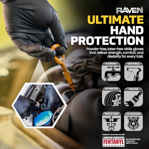 SAS Raven Exam Grade Nitrile Disposable Gloves XL, Powder Free Latex Free Gloves, 7 Mil Puncture Resistant, For Law Enforcement, Automotive, Health Care & Cleaning Supplies, 50 Count - Image 4