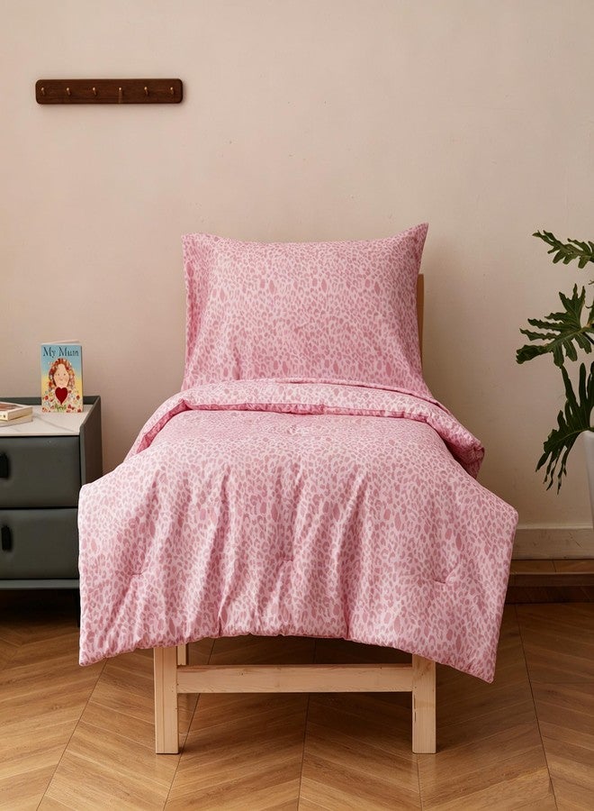 Cottonight Cotton Toddler Comforter Set Pink Leopard 4PCS Crib Bed Set Girls Kids Children Bedding Set for Dorm Kid's Bedroom (1 Comforter, 1 Flat Sheet, 1 Fitted Sheet, 1 Pillowcase) - Image 5
