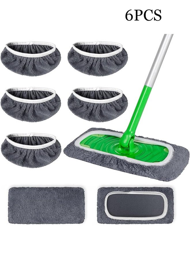 YJ 6 PCS Reusable Mop Pads, Flat Floor Mop Cloth, Washable And Durable Replacement Mop Cloth, Compatible with Pads for Wet & Dry Sweeping Cloths Mop Head Replacement for Household Cleaning(Mop Not Included) - Image 1