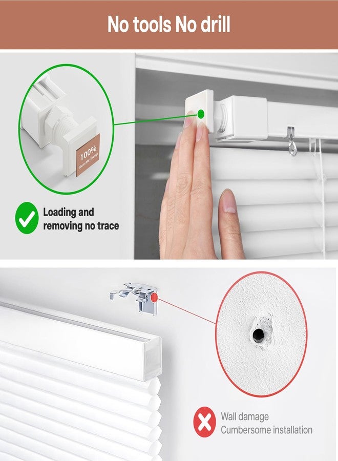 LazBlinds No Tools No Drill Cordless 1" Vinyl Mini Blinds, 100% Privacy S-Curve Blinds for Indoor Windows, Room Darkening Horizontal Window Blinds and Shades for Home, 23" W x 36" H, White - Image 2