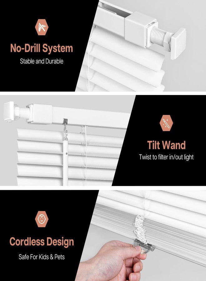 LazBlinds No Tools No Drill Cordless 1" Vinyl Mini Blinds, 100% Privacy S-Curve Blinds for Indoor Windows, Room Darkening Horizontal Window Blinds and Shades for Home, 23" W x 36" H, White - Image 4
