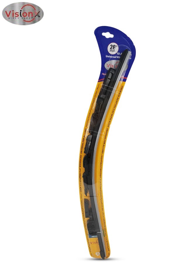 Vision X 26 Inch Universal Flat Wiper Blade WR10159i026 | Natural Rubber | 10 Adapters | All Weather Performance | Anti-Noise | Corrosion Resistant | Long Life - Image 1
