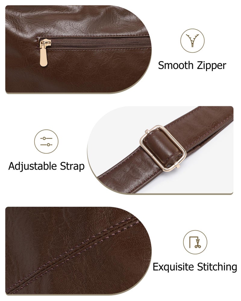 BAVERGE Hobo Bag for Women with Mini Purse Soft Vegan Leather Slouchy Shoulder Crossbody Handbag 2025 Fall Tote - Image 4