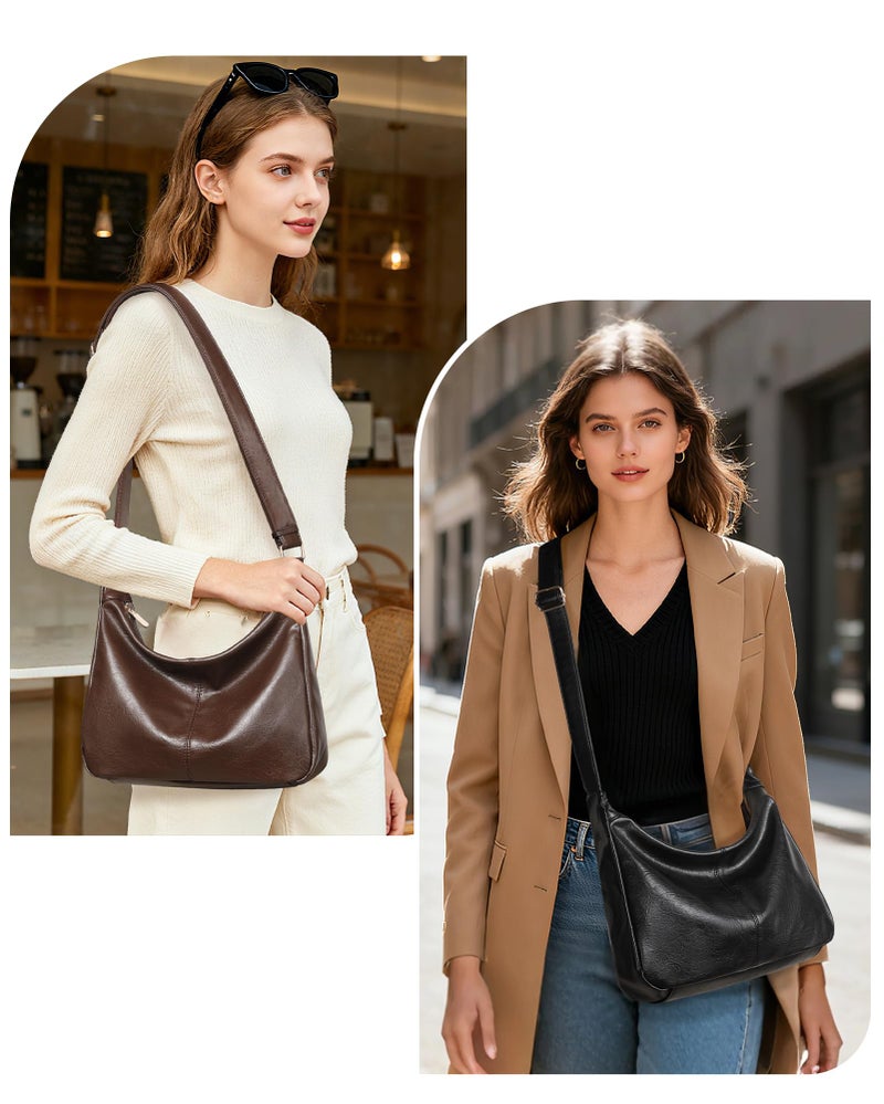BAVERGE Hobo Bag for Women with Mini Purse Soft Vegan Leather Slouchy Shoulder Crossbody Handbag 2025 Fall Tote - Image 2